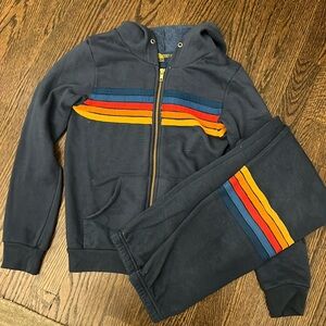 Aviator Nation set - Deep Ocean 5-Stripe Hoodie & Rainbow Sweats. Size 12. EUC.